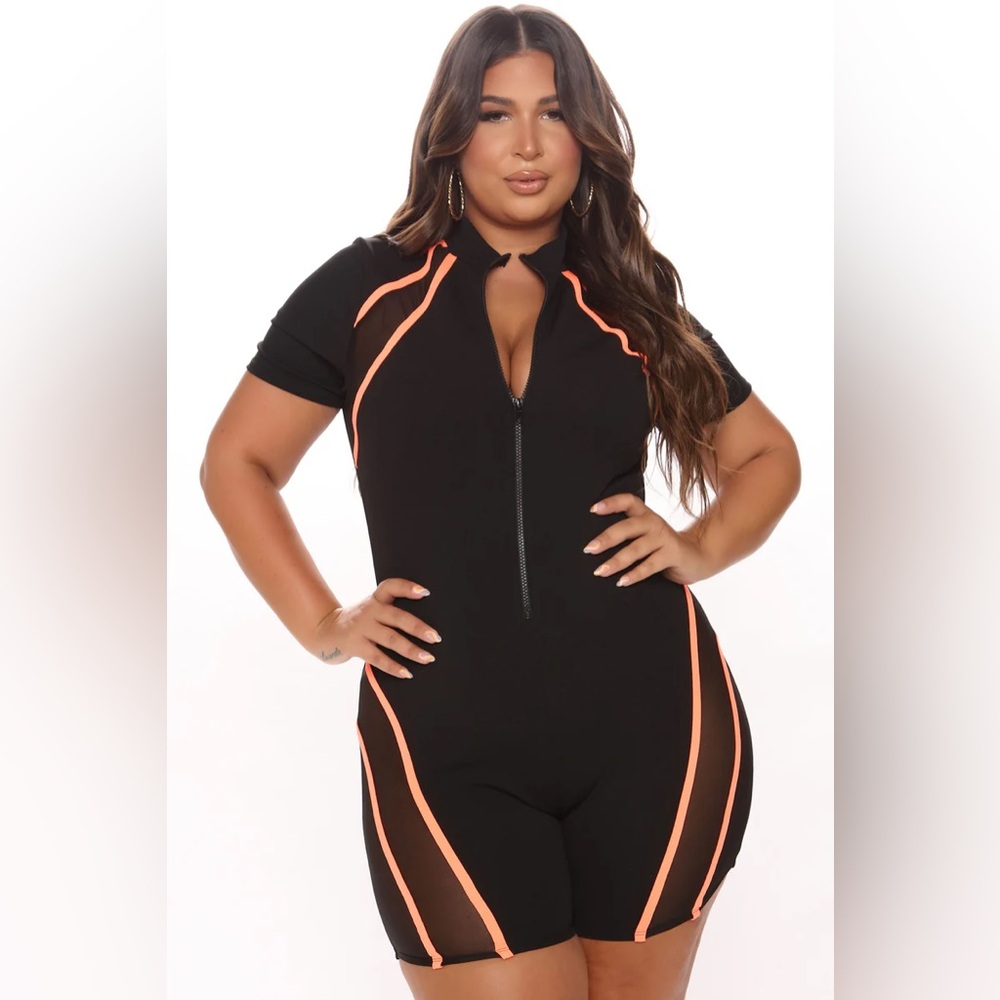Brand New Sexy romper - Black & Orange